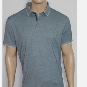 John Varvatos L Short Sleeve Pique Polo with Taping in Summer Sky